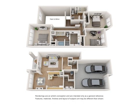 Floor plan for 3 beds, 2.5 baths, 1721 sqft